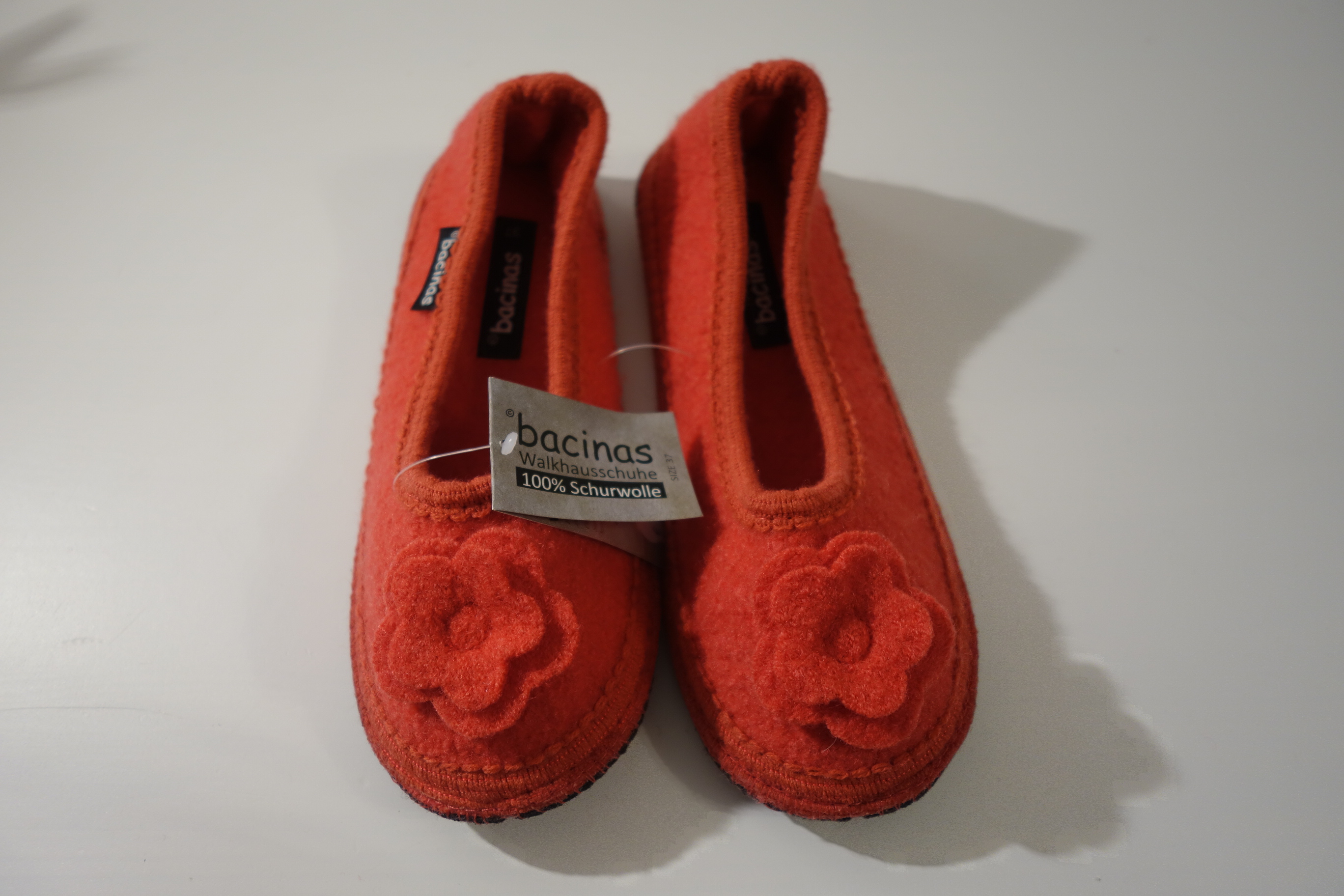 bacinas Hausschuhe - Hausballerina aus gewalkter Schafwolle koralle 37 - 41