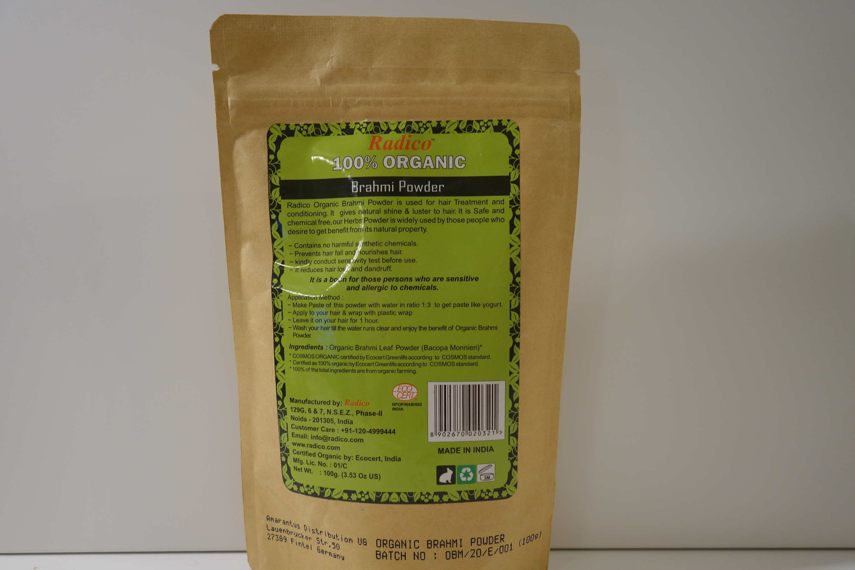 Radico Kräuterpackung Brahmi Powder
