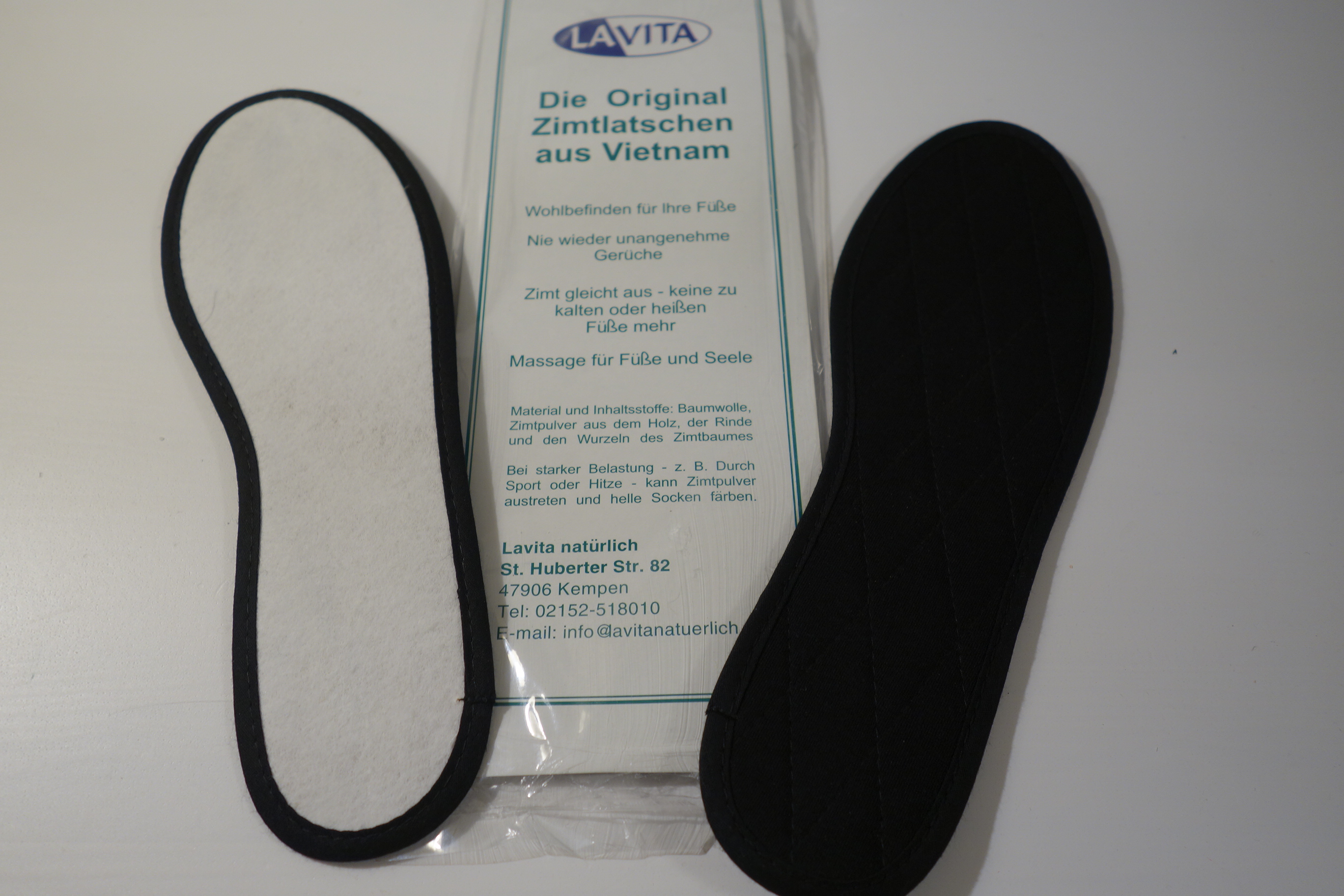 LaVita Zimt-Einlegesohlen schwarz gesteppt 35/35 - 45/46