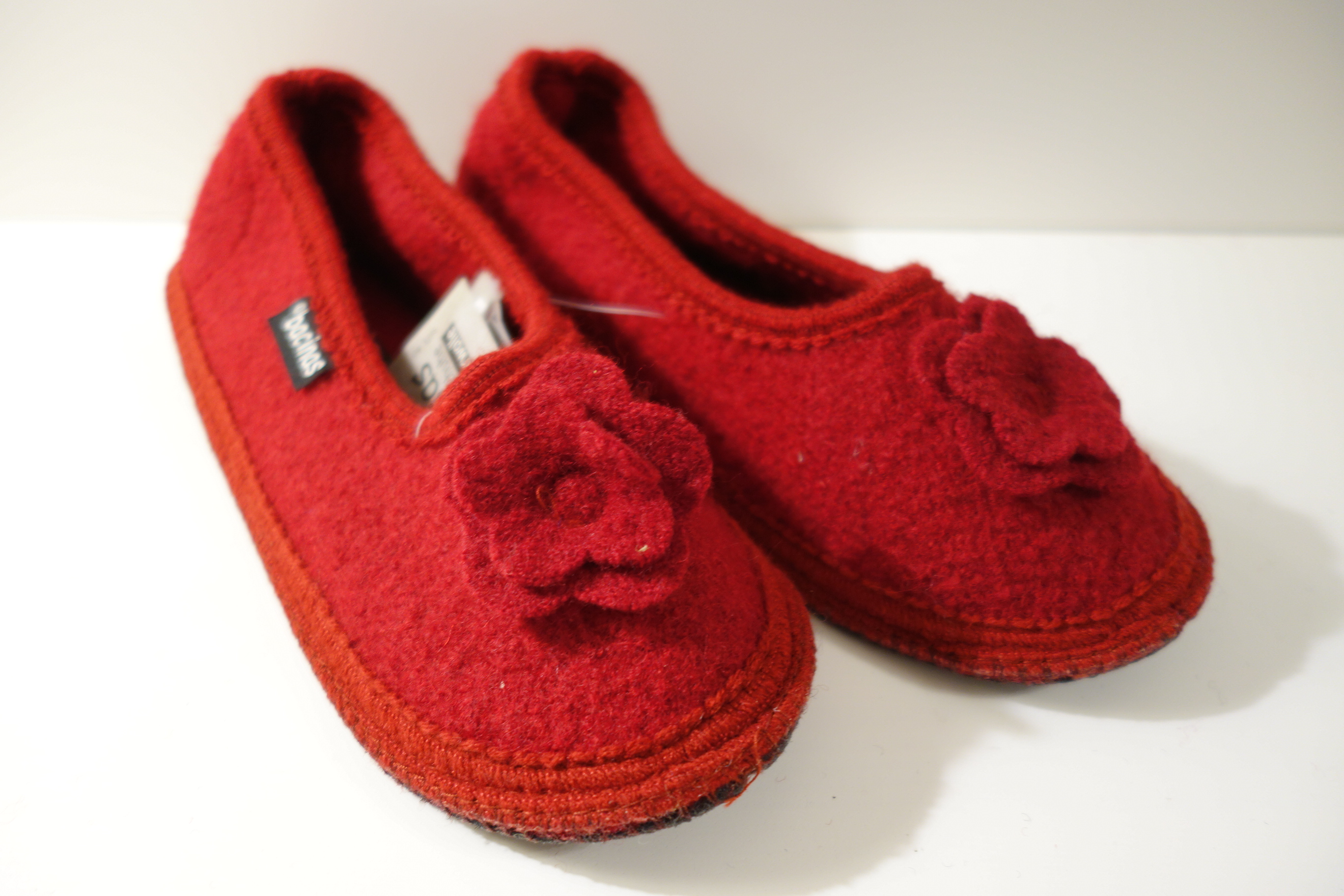 bacinas Hausschuhe - Hausballerina aus gewalkter Schafwolle dunkelrot 37 - 41