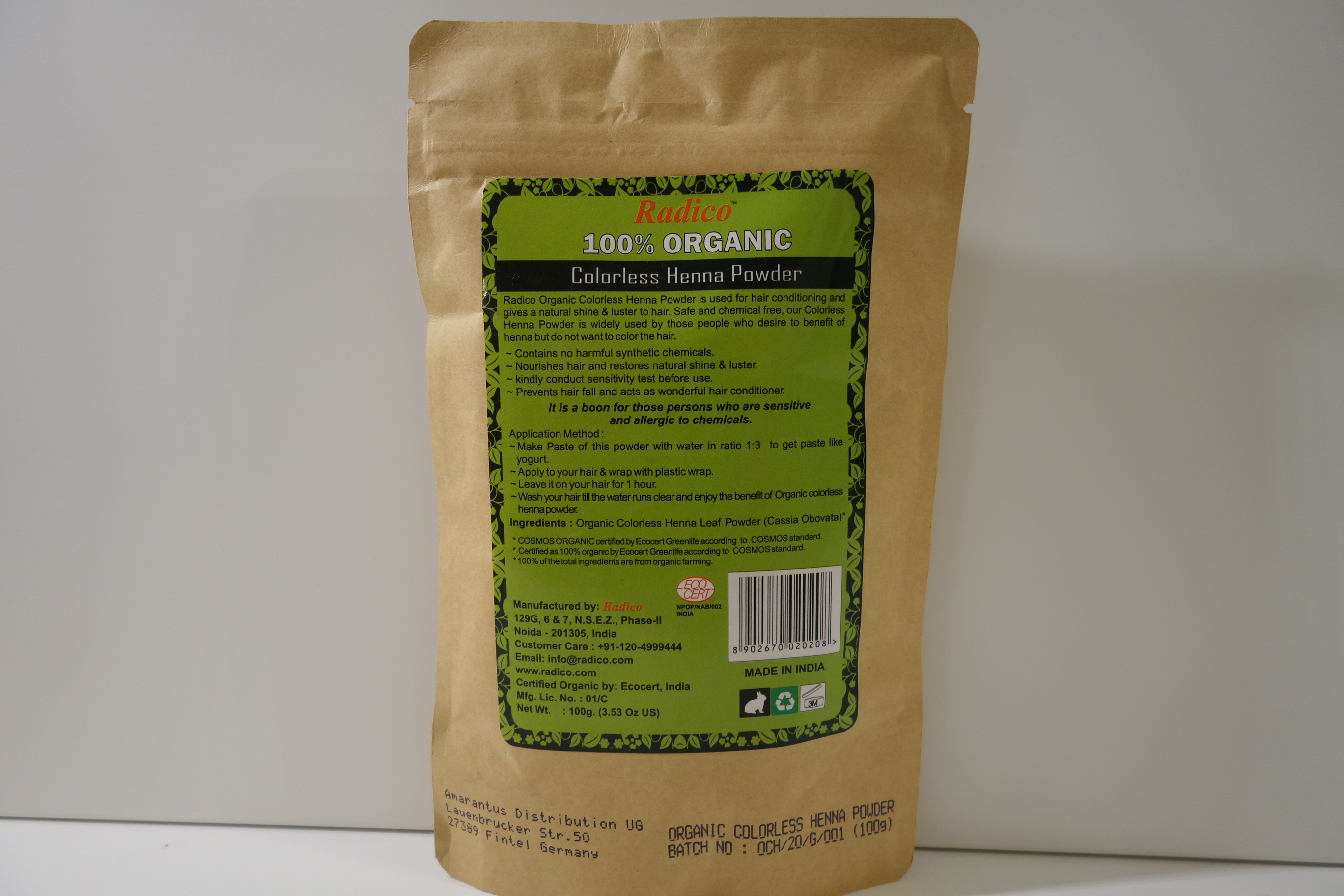 Radico Kräuterpackung farbloses Henna Powder 100g