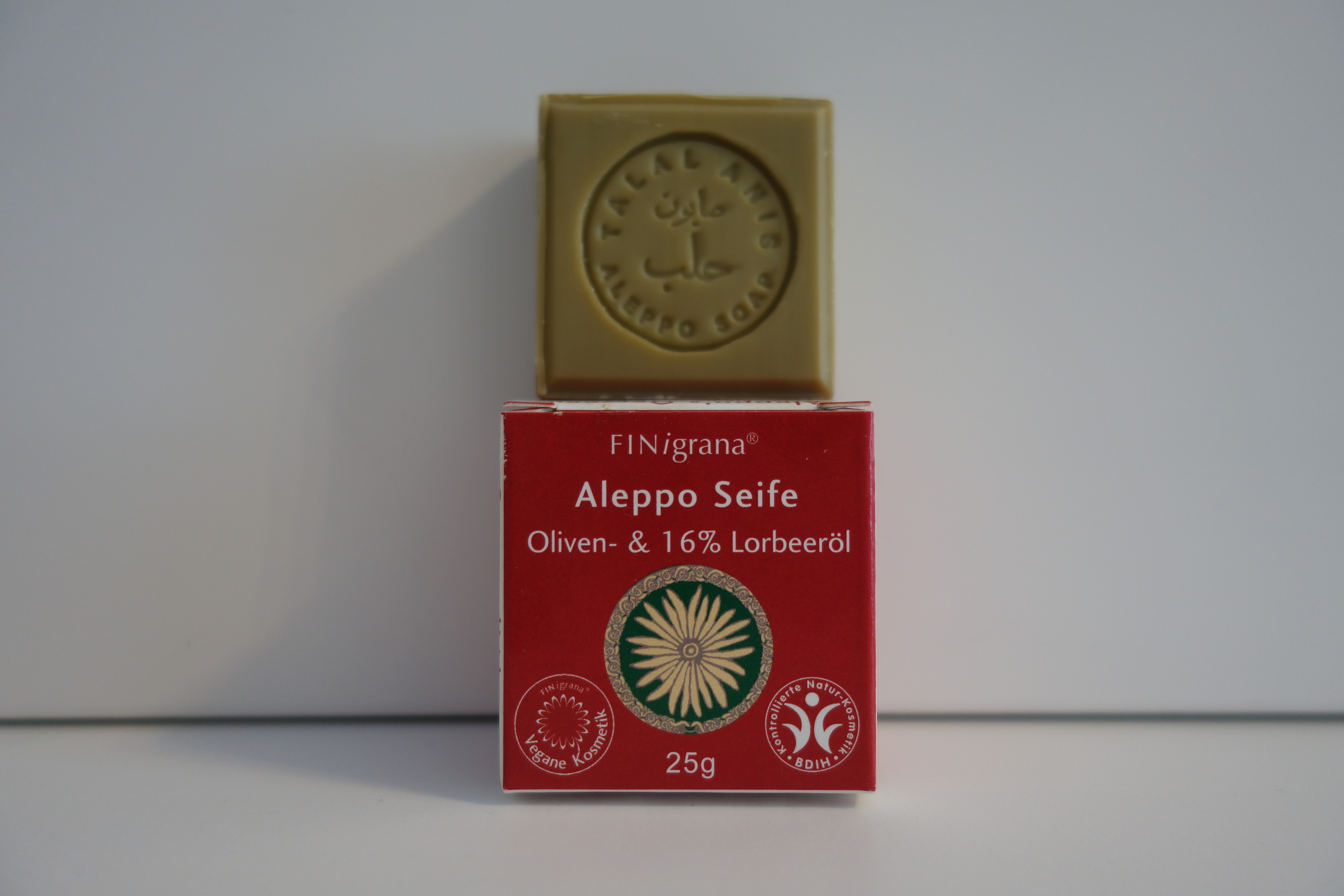 Aleppo-Seifen quatratisch in Box 25g