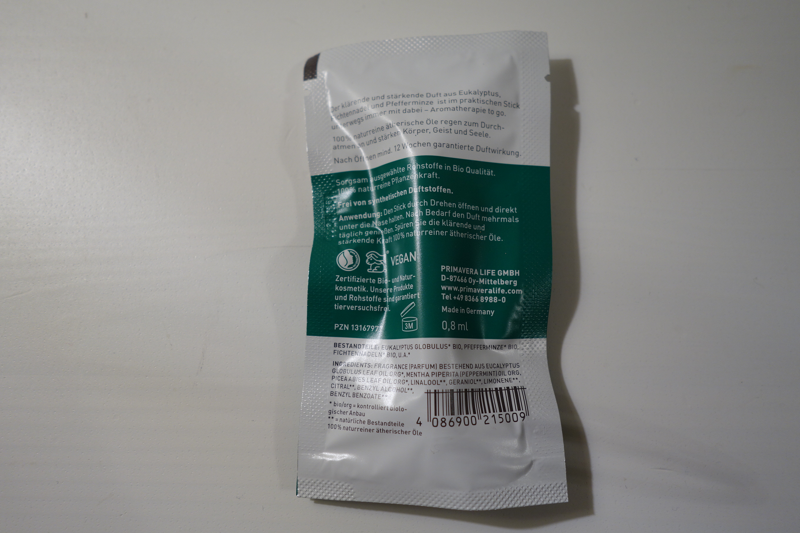 PRIMAVERA atmewohl NASE FREI STICK 0,80ml