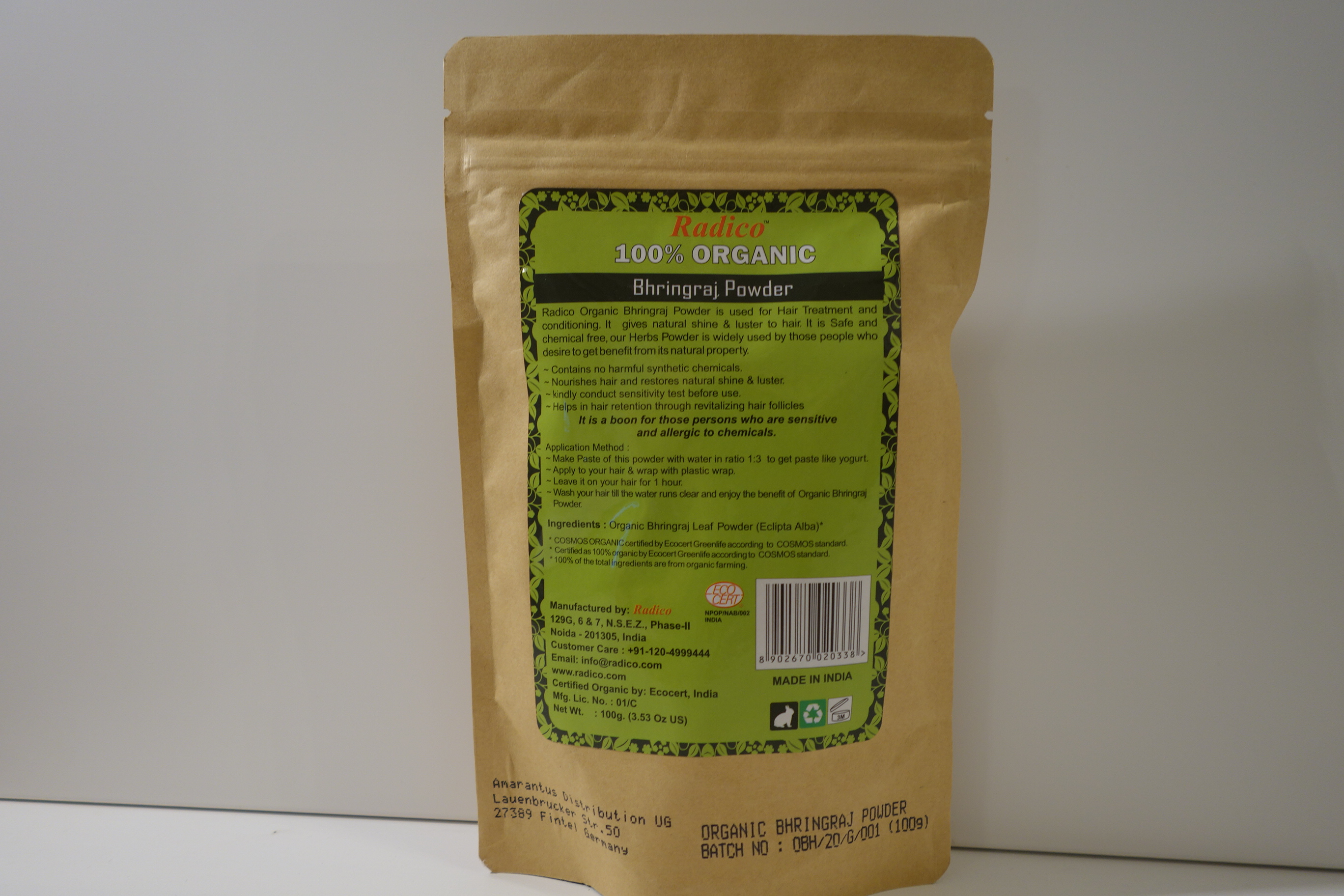 Radico Kräuterpackung Bhringraj Powder 100g