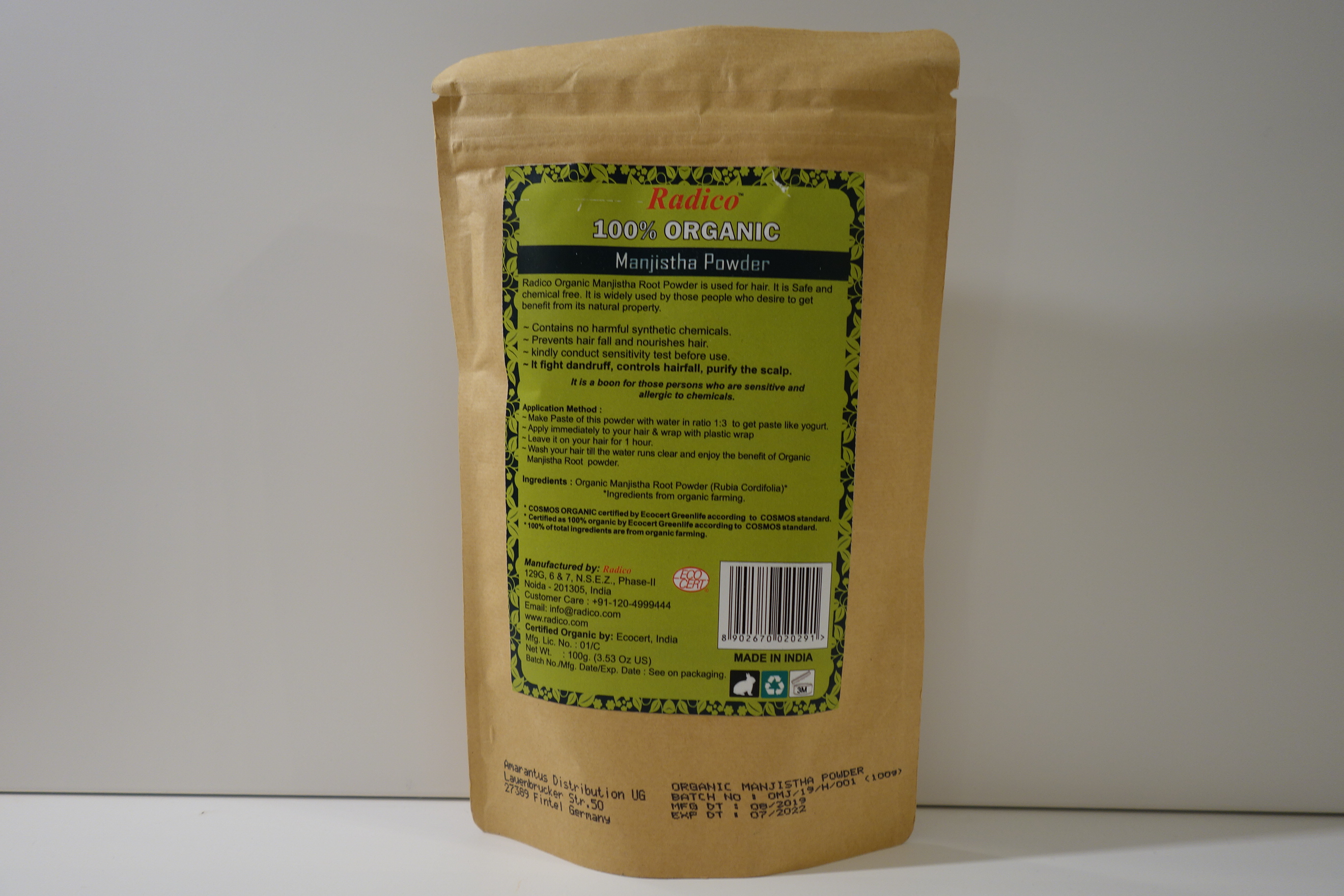 Radico Kräuterpackung Manjistha Powder 100g