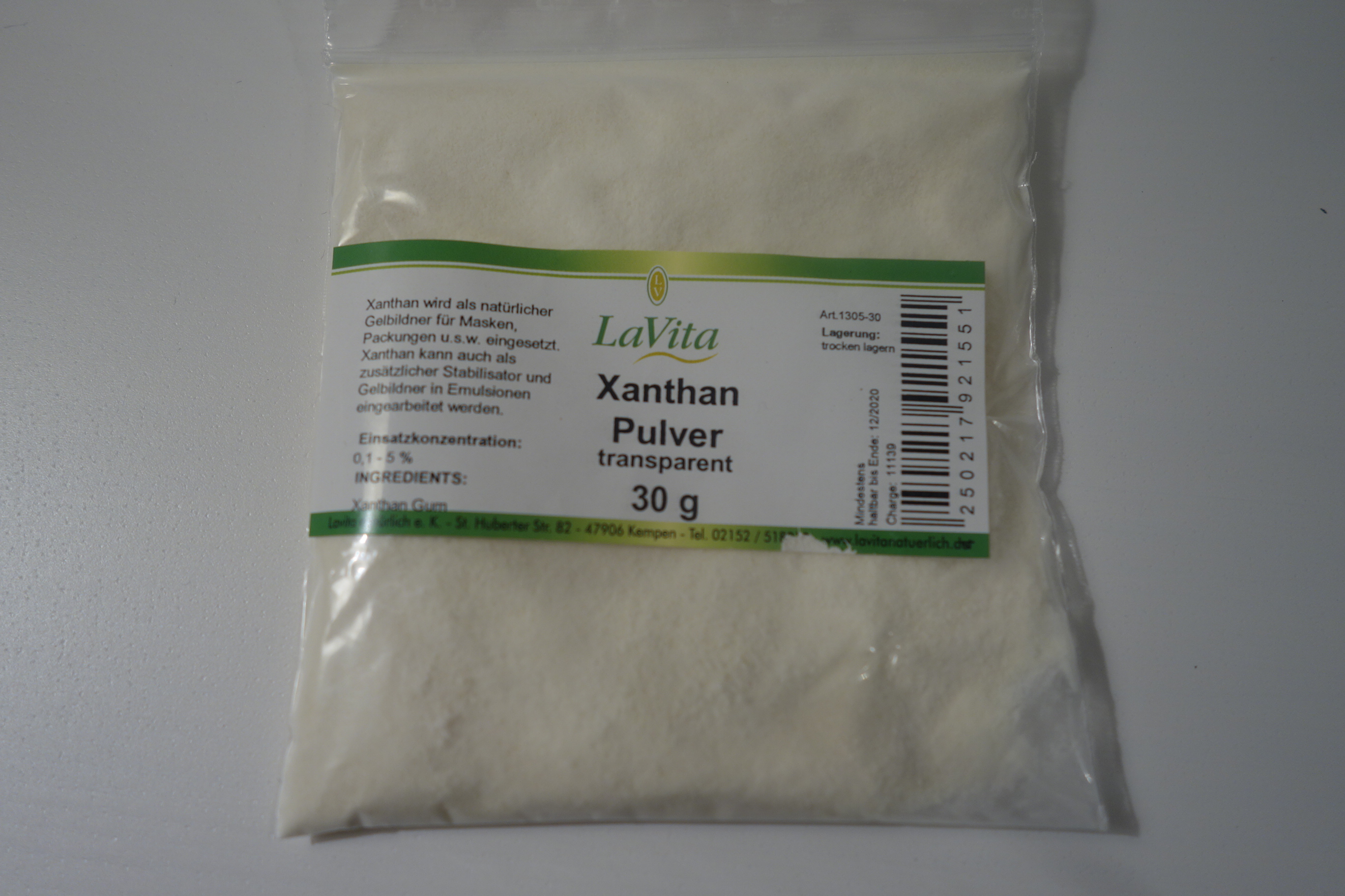 Xanthan Pulver transparent LaVita 30g I 100g