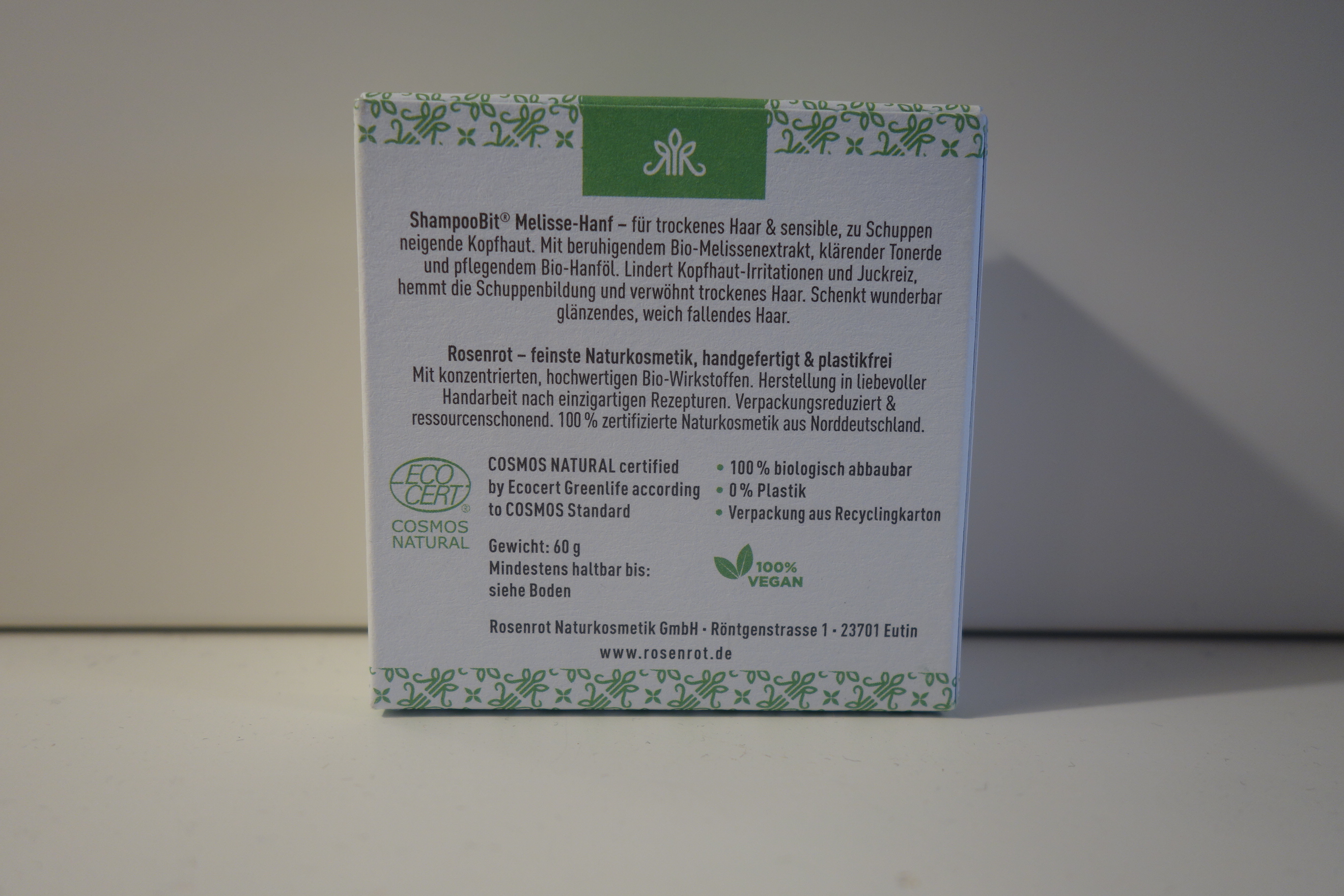 Rosenrot ShampooBit Melisse Hanf 60g