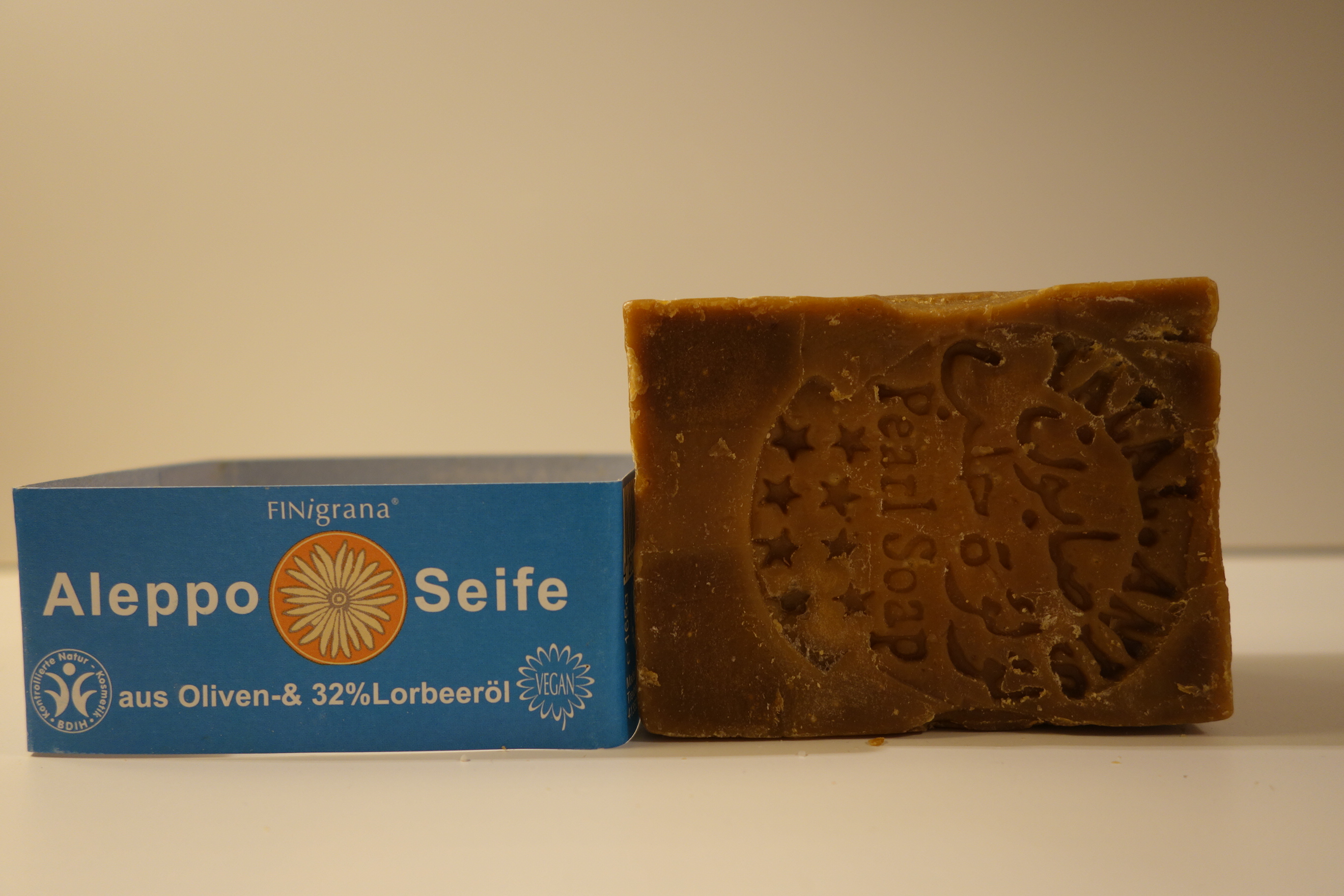 Finigrana Aleppo Seife aus Oliven- & 32% Lorbeeröl 165g