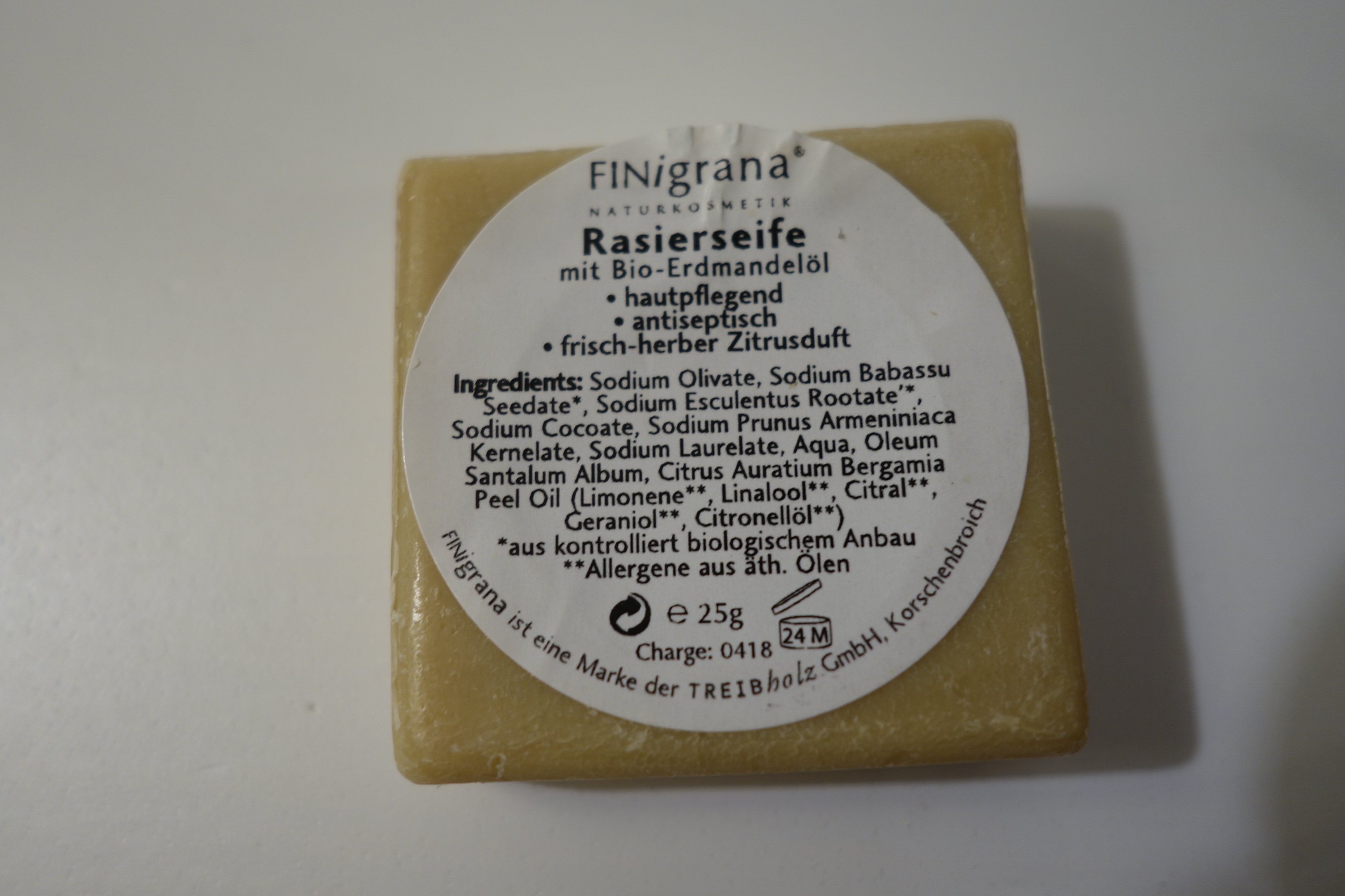 FINigrana® Aleppo Mini-Rasierseife Bio-Erdmandelöl 25 g