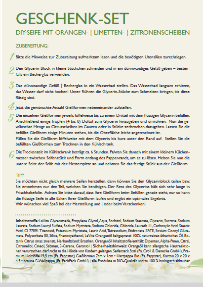 DIY-SEIFE CITRUSMIX & ÄTHERISCHES Öl  ORANGE I ZITRONE I LIMETTE ALS GESCHENK-SET