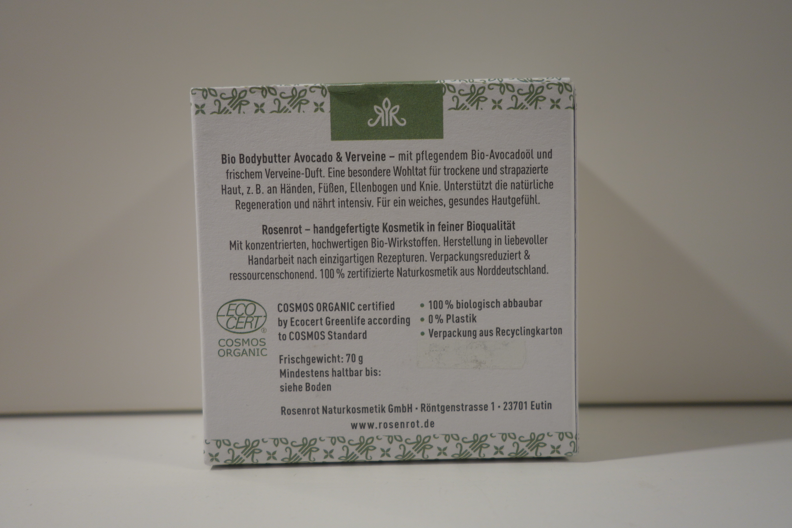 Rosenrot Bio Bodybutter Avocado & Verveine 70g