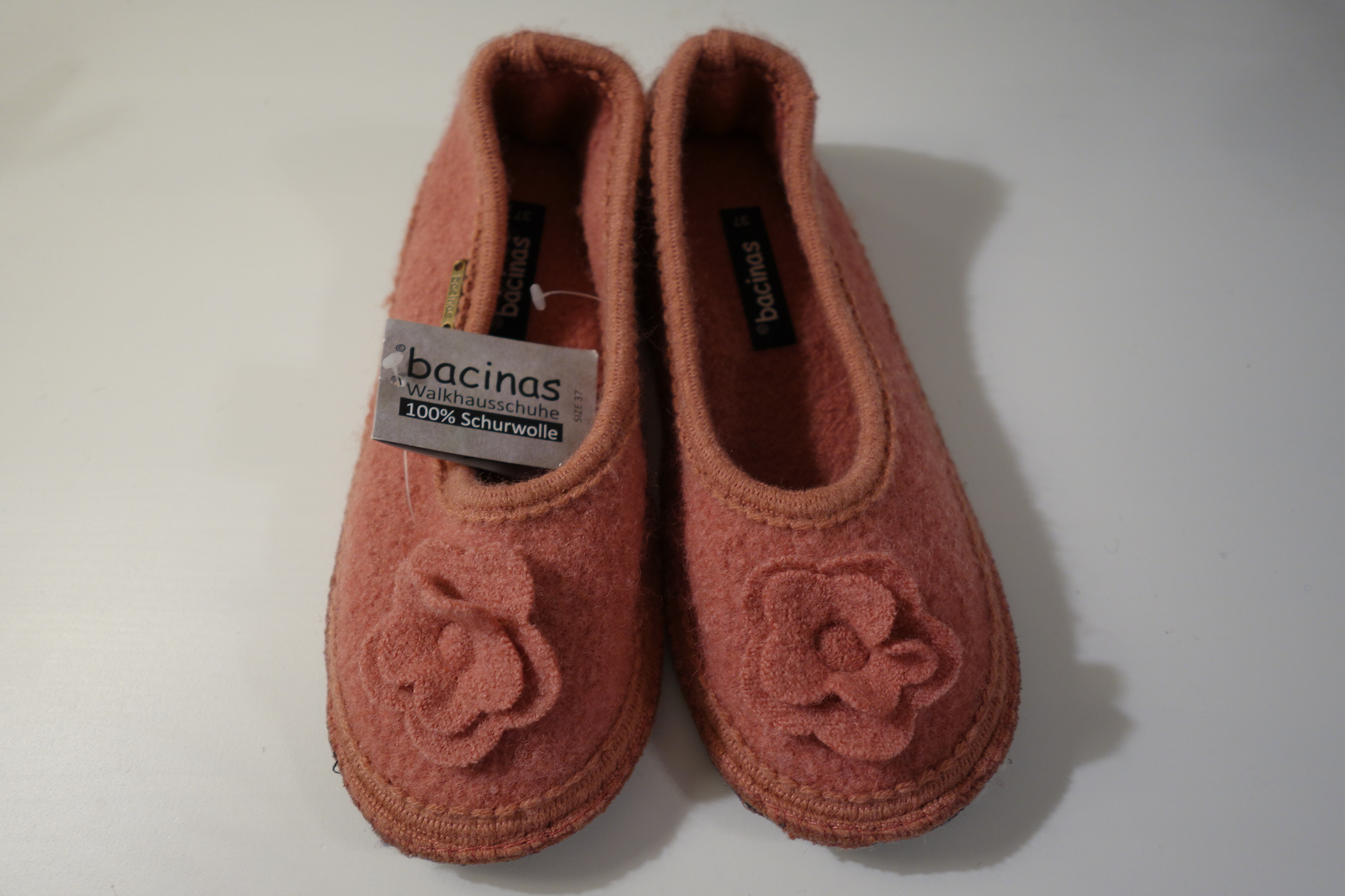 bacinas Hausschuhe - Hausballerina aus gewalkter Schafwolle altrosa 37 - 41